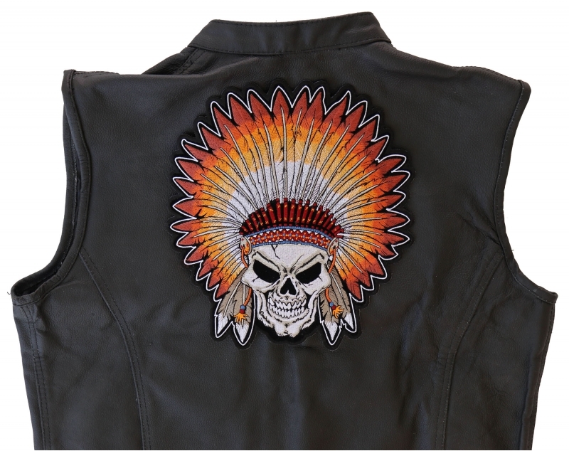 Indian Headdress Skull Embroidered Iron-On Patch Indian Headdress Skull Embroidered Iron-On Patch