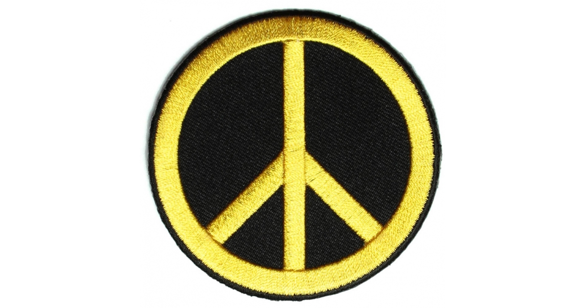 Peace Sign Patch Yellow On Black | Peace Patches -TheCheapPlace