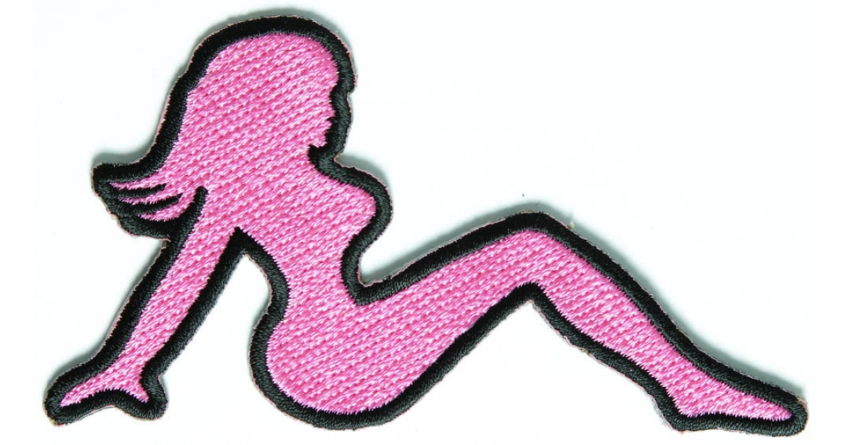 MudFlap Girl Patch In Pink Facing Right Ladies Patches TheCheapPlace