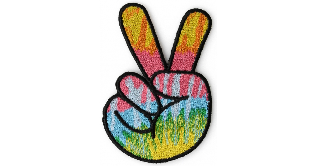Colorful Peace Fingers Hand Sign Iron On Patch | Peace Patches -TheCheapPlace