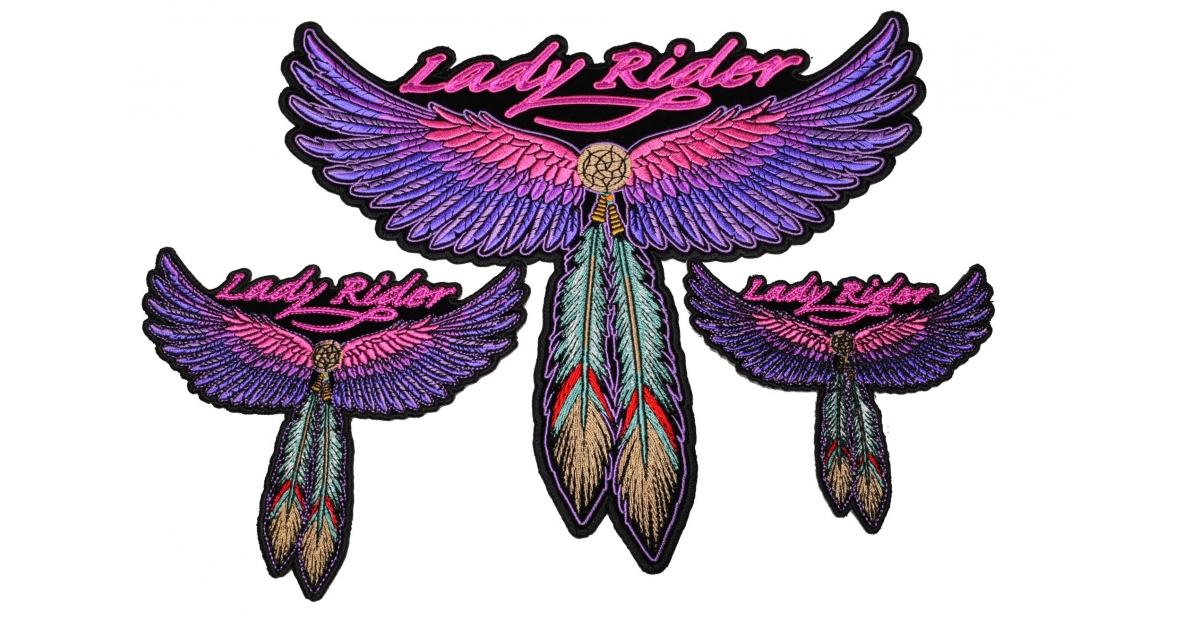 Lady Rider Hummingbird Feather Lady Biker Embroidered Patch Large FREE SHIP