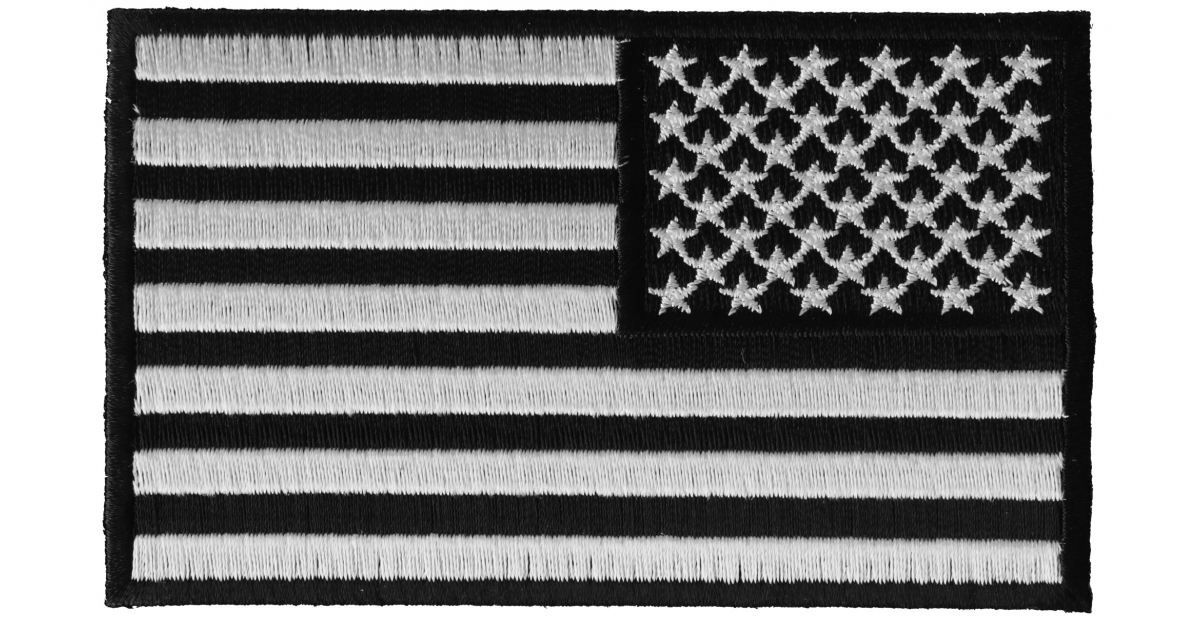 Reversed 4 Inch Black and White US Flag Patch