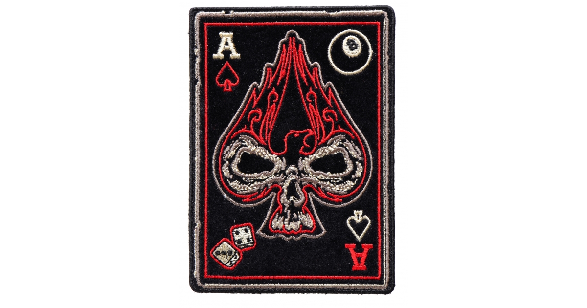Ace Of Spades Skull Patch, Biker Skull Patches by Ivamis Patches