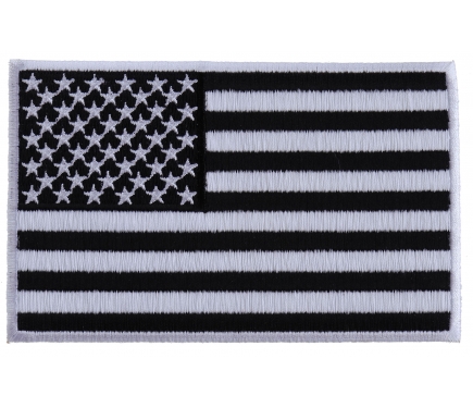 AMERICAN FLAG EMBROIDERED PATCH iron-on US BLACK WHITE embroidered United States 