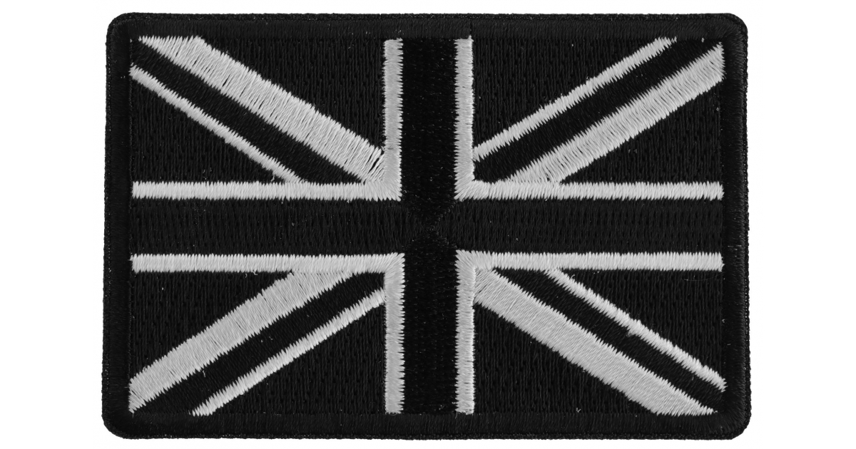 UNITED KINGDOM FLAG BLACK BORDER 2" Iron On Embroidered Patch UK 