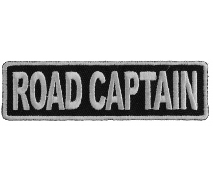 ROAD CAPTAIN NAME TAB PATCH 4" x 1" BLACK ON WHITE JL213 
