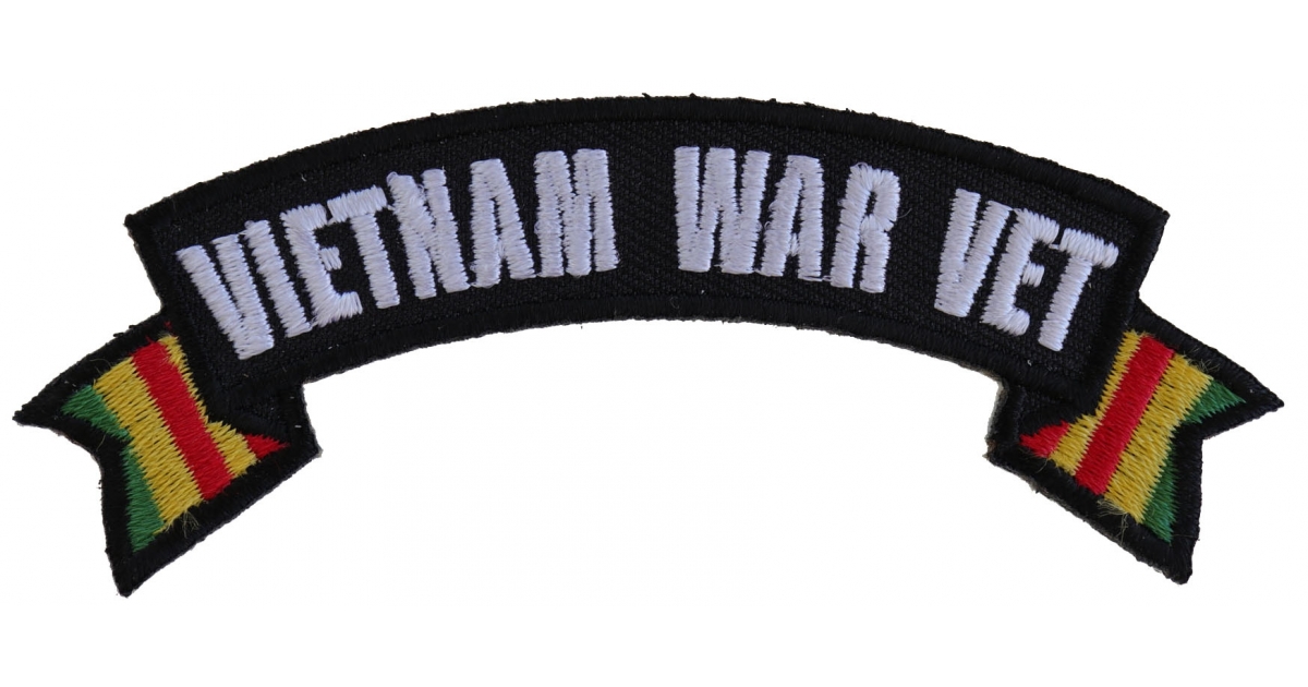 Biker Military Vet 009-I Vietnam Veteran Ribbon Embroidered Iron On Patch