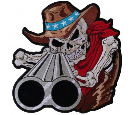 Cowboy Hat Skull and Shotgun Patch, Large Skull Patches for Biker ...