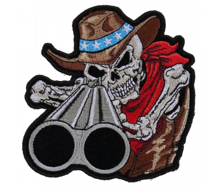 Shotgun Skull Cowboy Patch, Biker Skull Patches by Ivamis Patches