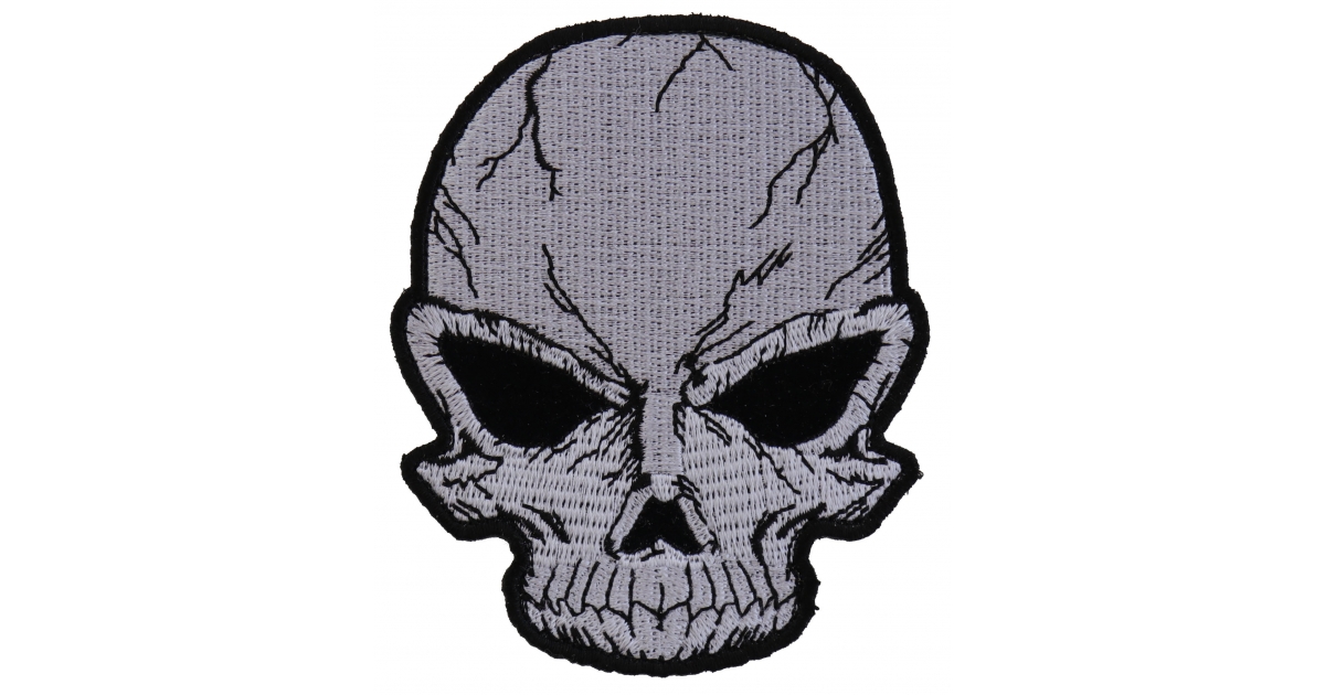 Small cracked skull patch grey  skull patches thecheapplace