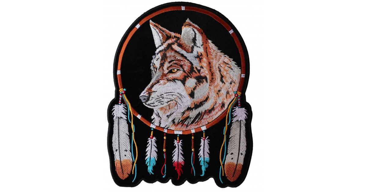 Howling Wolf Indian Dream catcher Embroidered Biker Patch Medium FREE SHIP 