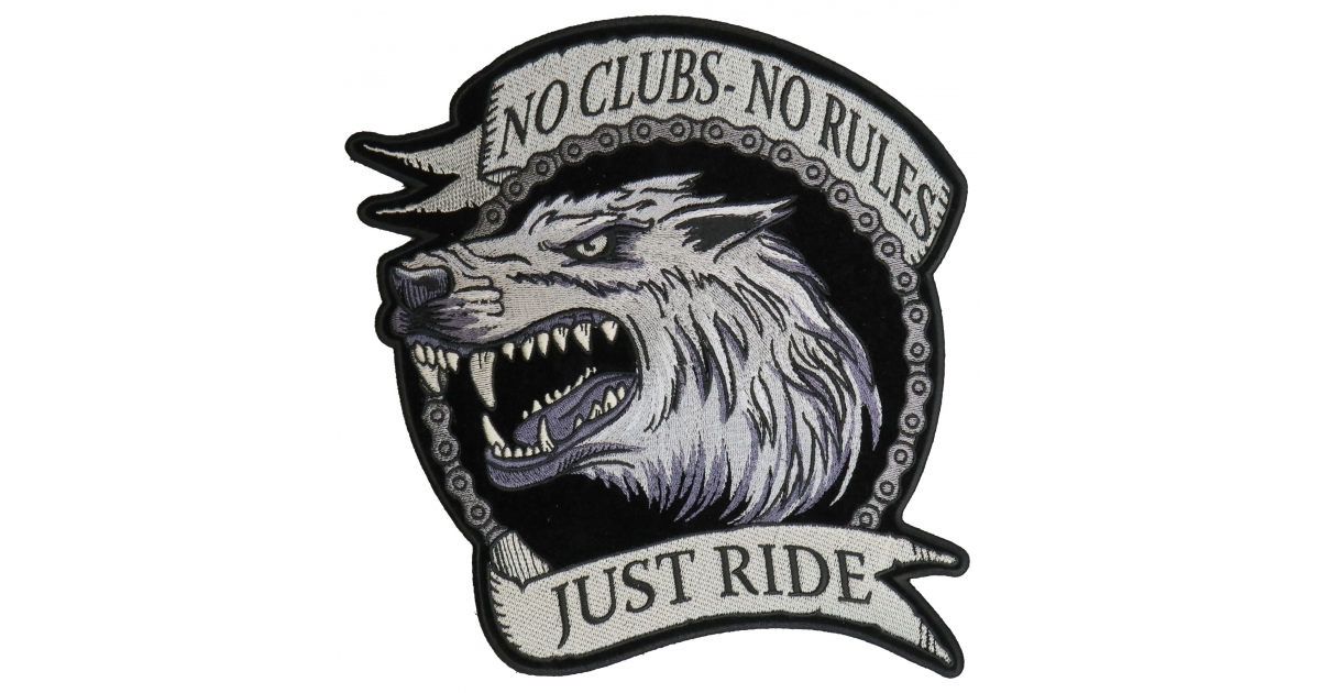 No Clubs No Rules Just Ride Wolf Embroidered Iron On Biker Back Patch Thecheapplace