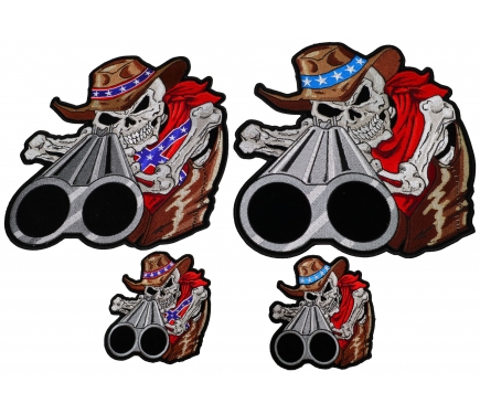 Set of 4 Skull Cowboy with Shotgun Barrel Patch by Ivamis Patches