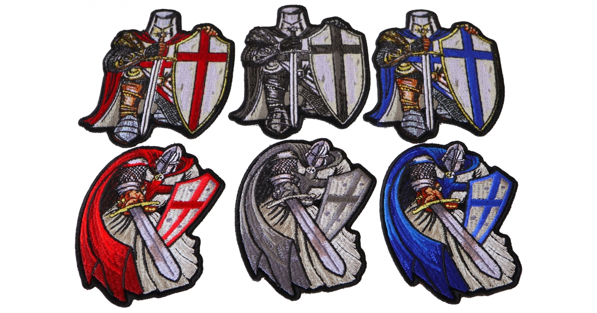 Kneeling and Ready Crusader Knights Templar Small Set of 6 Iron on