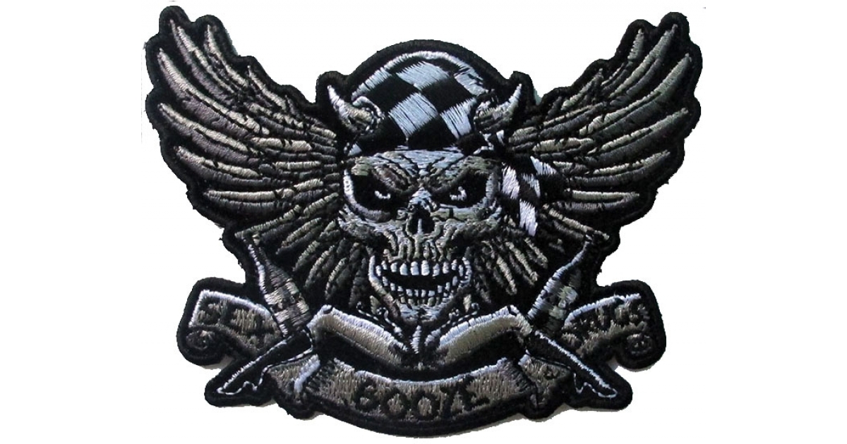 Biker Skull Patch for Sewing or Ironing on to Jackets by Ivamis 