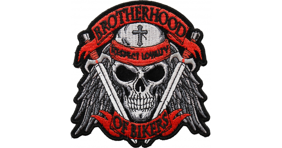 Brotherhood of Bikers Respect and Loyalty Skull and Swords Patch, Biker ...
