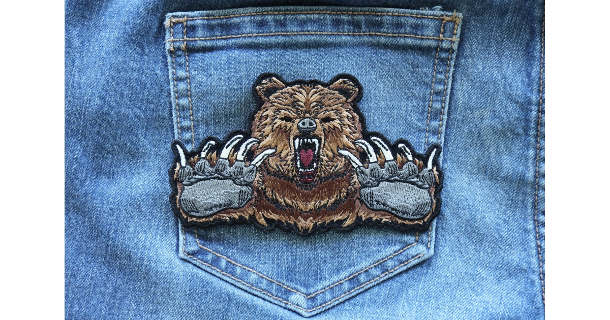 Native Bear Paw Claw Iron-On Patch - 4 Inch MC Indian Bear Design For Jackets & Vests 9 thumbnail image