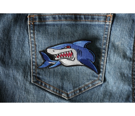 3.4'' Great White Shark Embroidered Iron-On Patch - Detailed Applique For Jackets, Bags, Hats - View #4