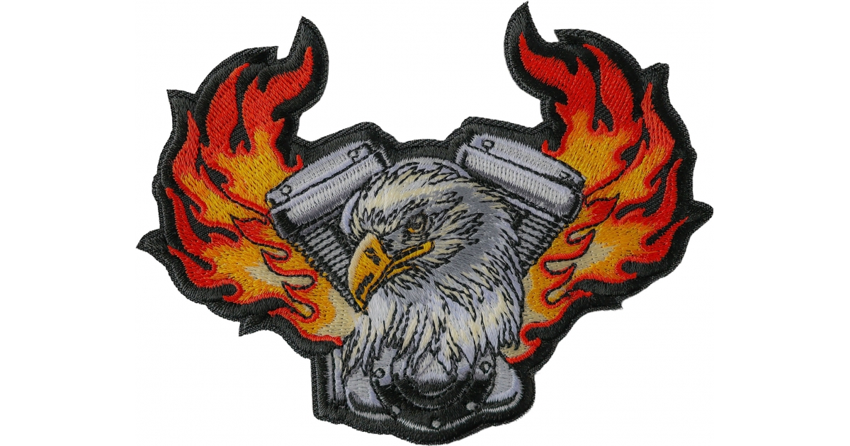 Eagle Engine Flames Biker Patch by Ivamis Patches
