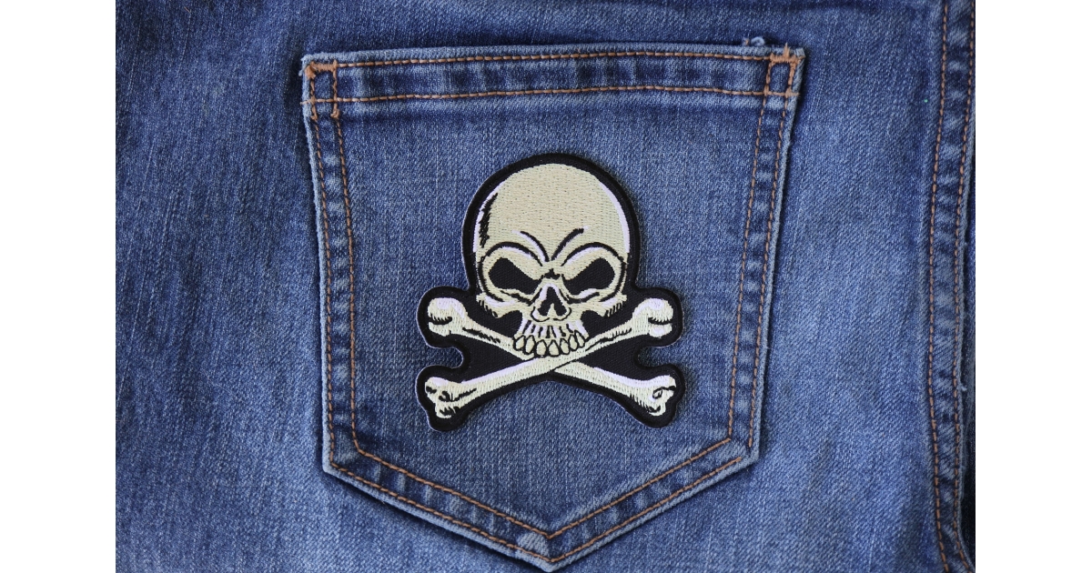 Skull and Cross Bones Patch, Biker Skull Patches by Ivamis Patches