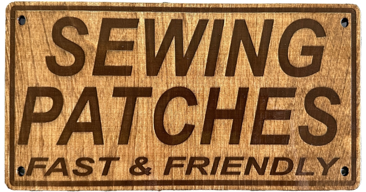 Sewing Patches Wood Sign by Ivamis Patches