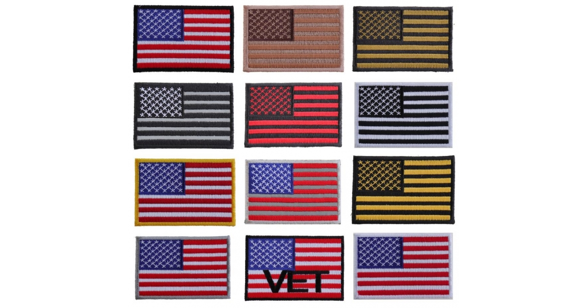 3 Inch American Flag Patches Set Of 12 Embroidered US Flags
