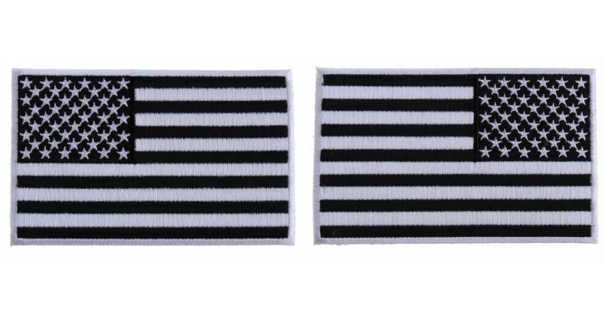 White and Black with White Border American Flag 3" x 5" Patch 