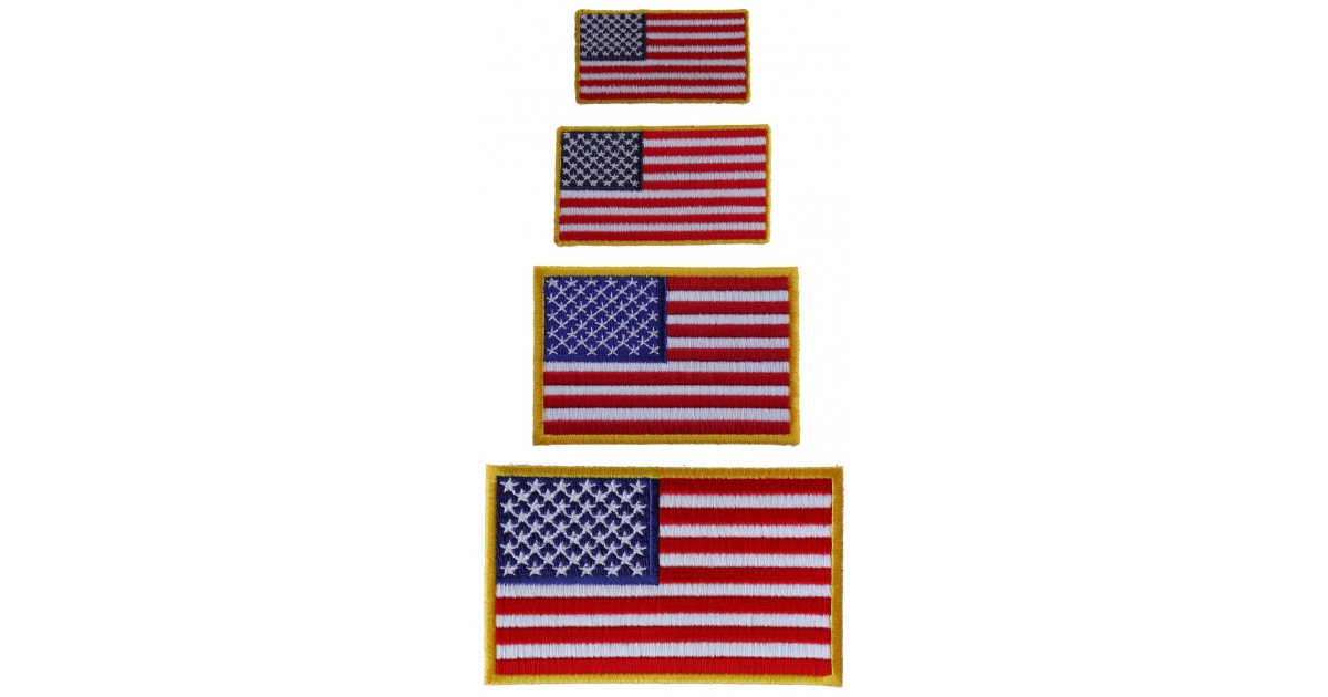 American Flag Patches Yellow Border 4 Small Sizes Embroidered Iron On by  Ivamis Patches