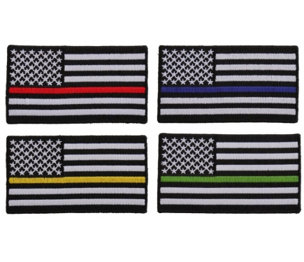 Thin Silver Line American Flag Patch - Sew On