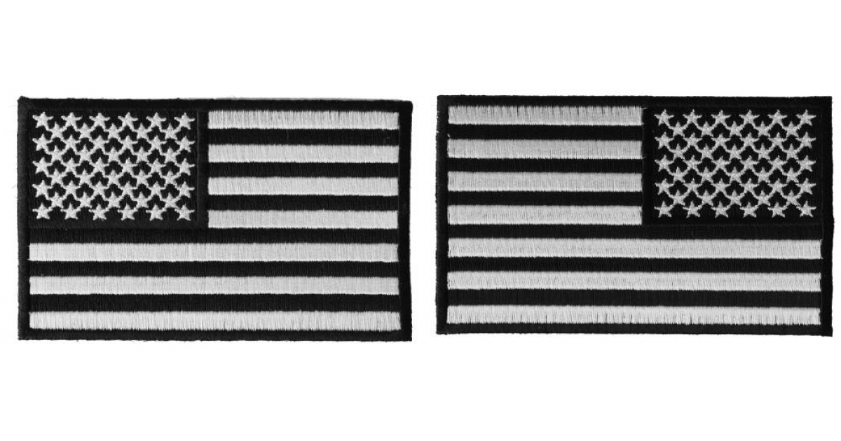 American Flag Patch Silver Border  Embroidered Patches by Ivamis Patches