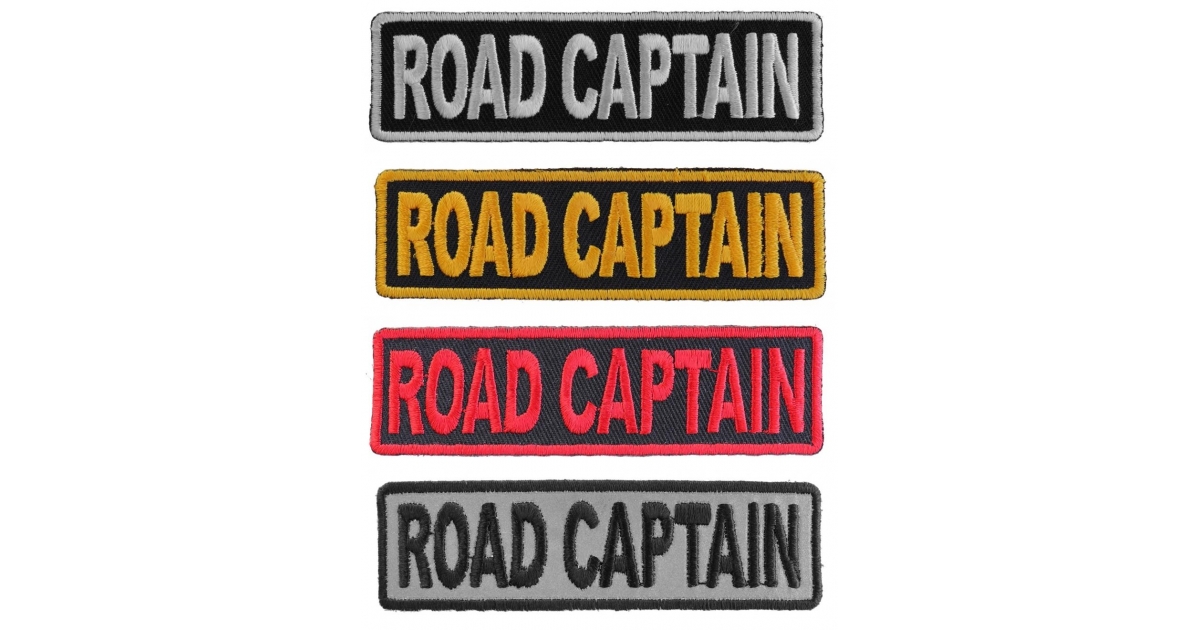 ROAD CAPTAIN Patches Embroidered In White Red Yellow Over Black and 1