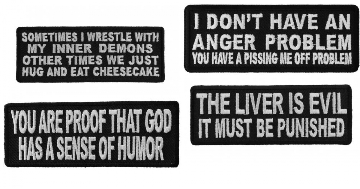 Sarcastic Humor Sayings Patches Iron on or Sew on Emblems Set of 4 by Ivamis Patches