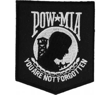 POW MIA Biker Patches Relective Background or Black with Red Stitching 