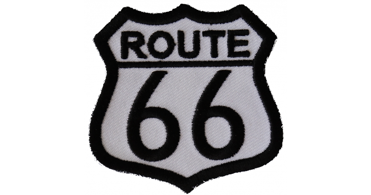 Embroidered Route 69 Black on White Sew or Iron on Patch Biker Patch