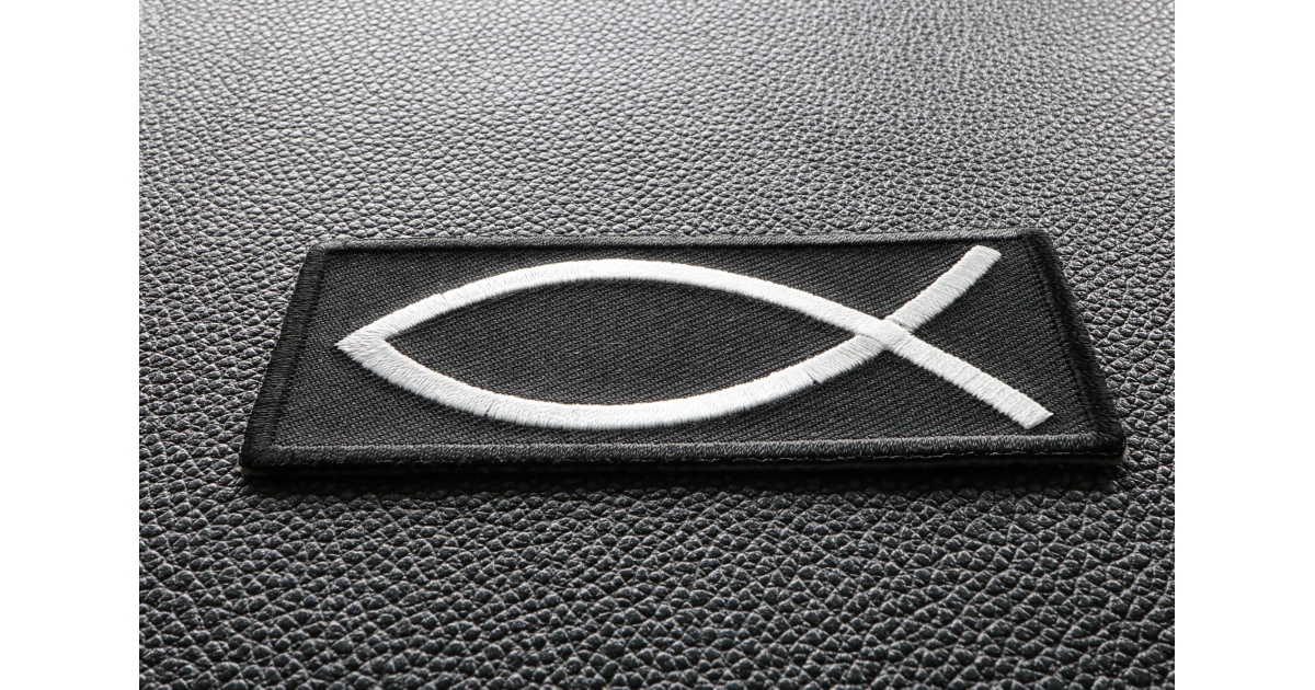 Fish Patch - Embroidered Iron On Badge Of Christian Secret Symbol ...