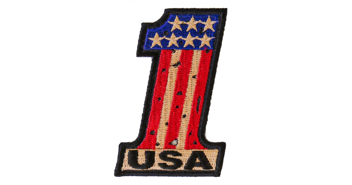 USA製・ヴィンテージ・特大・USAフラッグ・スター刺繍（＃USFLAG-1） Number 1 USA Vintage Flag and Stars Patch | US Military