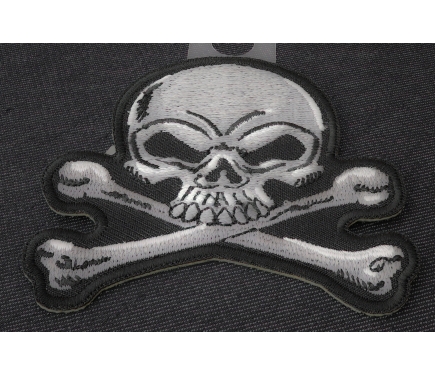 Gray Skull and Cross Bones Patch, Biker Skull Patches by Ivamis