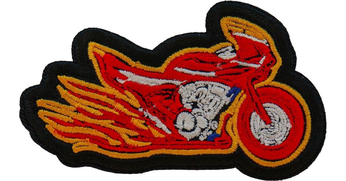 Flaming Crotch Rocket Motorcycle Patch, Biker Vest Patches, Sew or Iron on Patch by Ivamis Patches