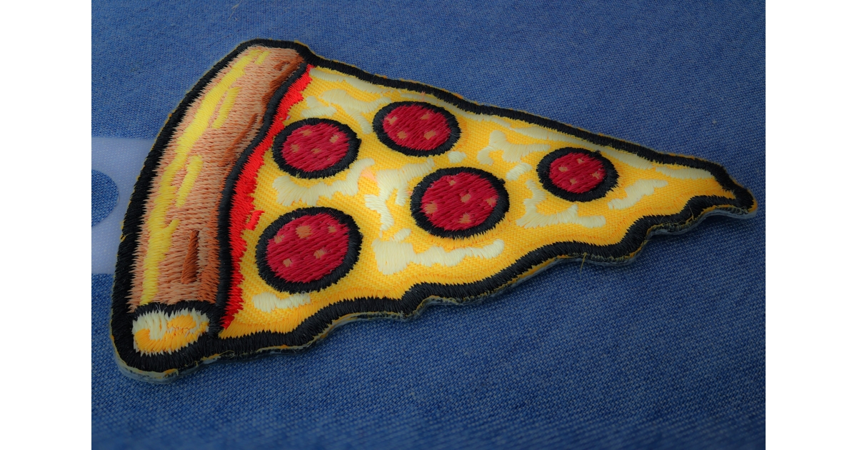 Pizza Path Pizza Slice Iron on Patch - Iron on Novelty Patches by Ivamis Patches