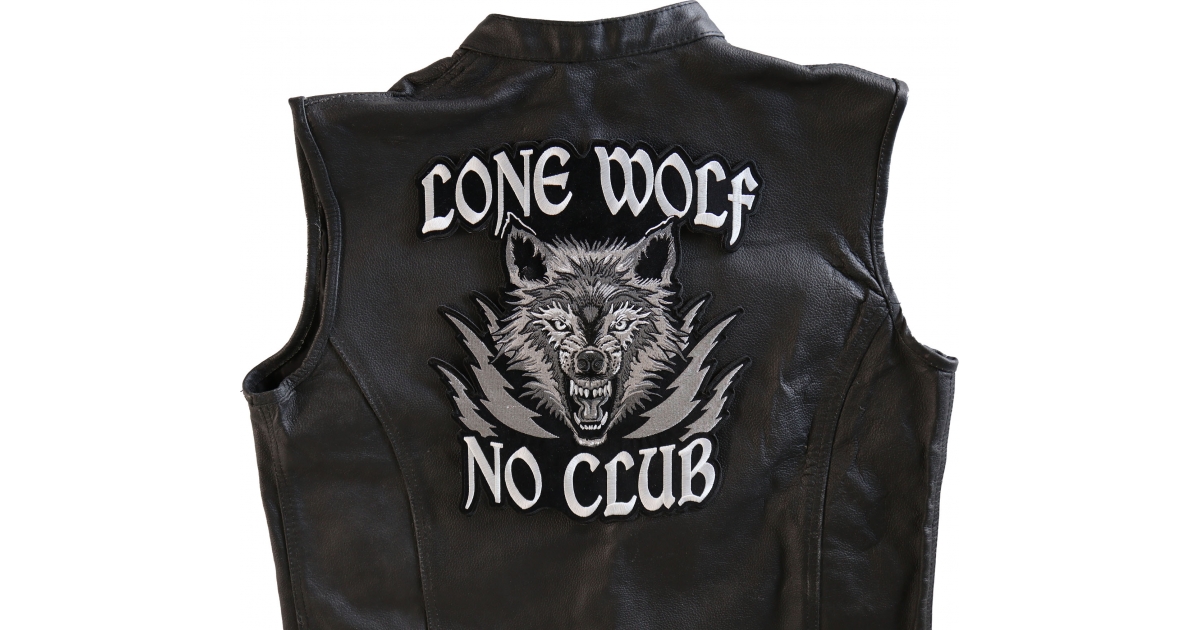 thumbnail image 2 of Hot Leathers Lone Wolf No Club Double Sided Long Sleeve Biker T-Shirt – Black 2 of 5