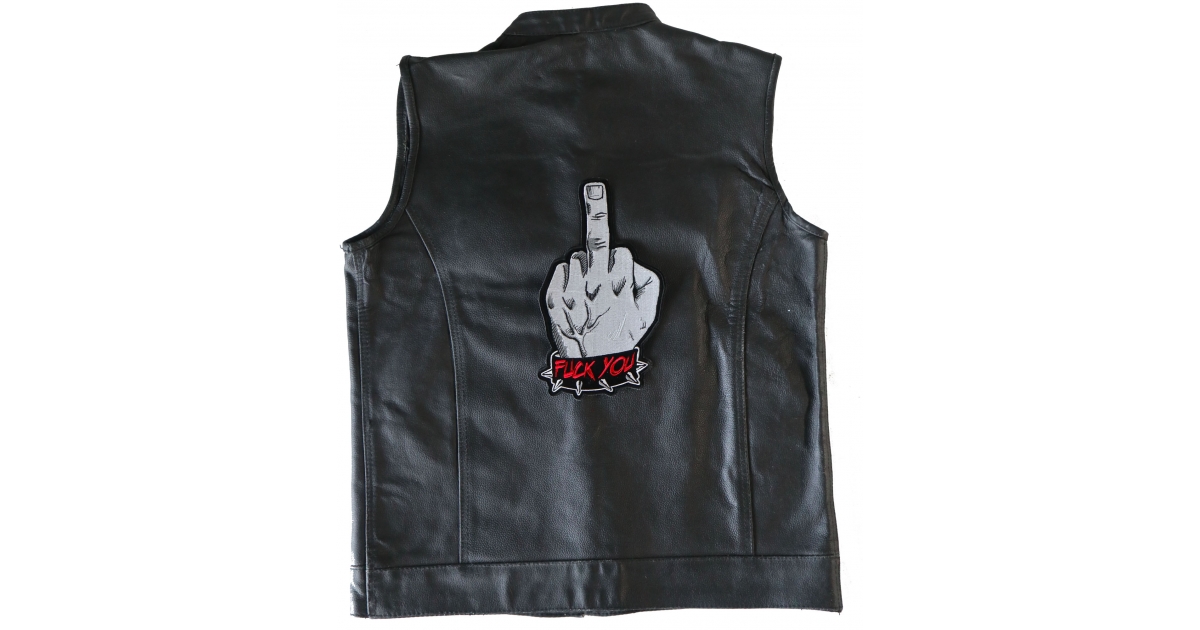 Fuck You Finger Patch, Large Back Patches for Vests by Ivamis Patches