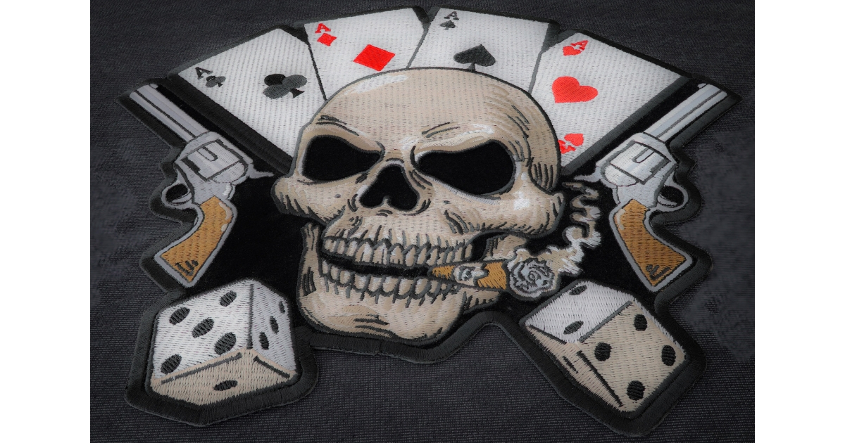 gamchu ガムチュ Skull vest 骨 ベスト REFLEM レフレム Gambler Skull Large Patch by Ivamis Patches