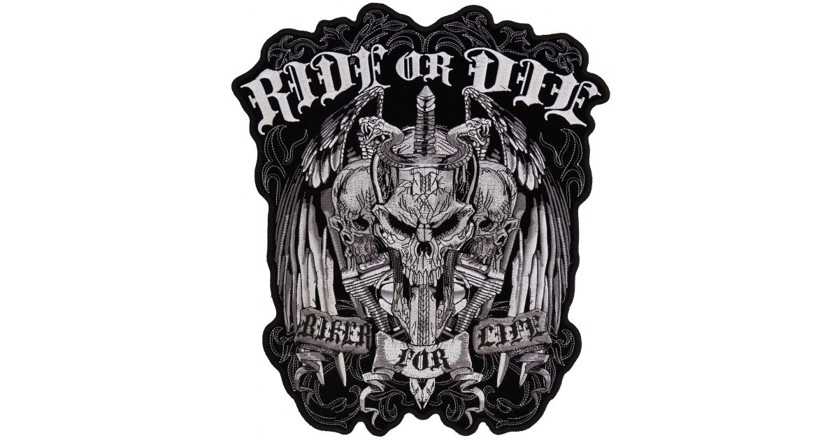 Ride or Die Biker For Life Skull Vest Patch Large Biker Patches TheCheapPlace