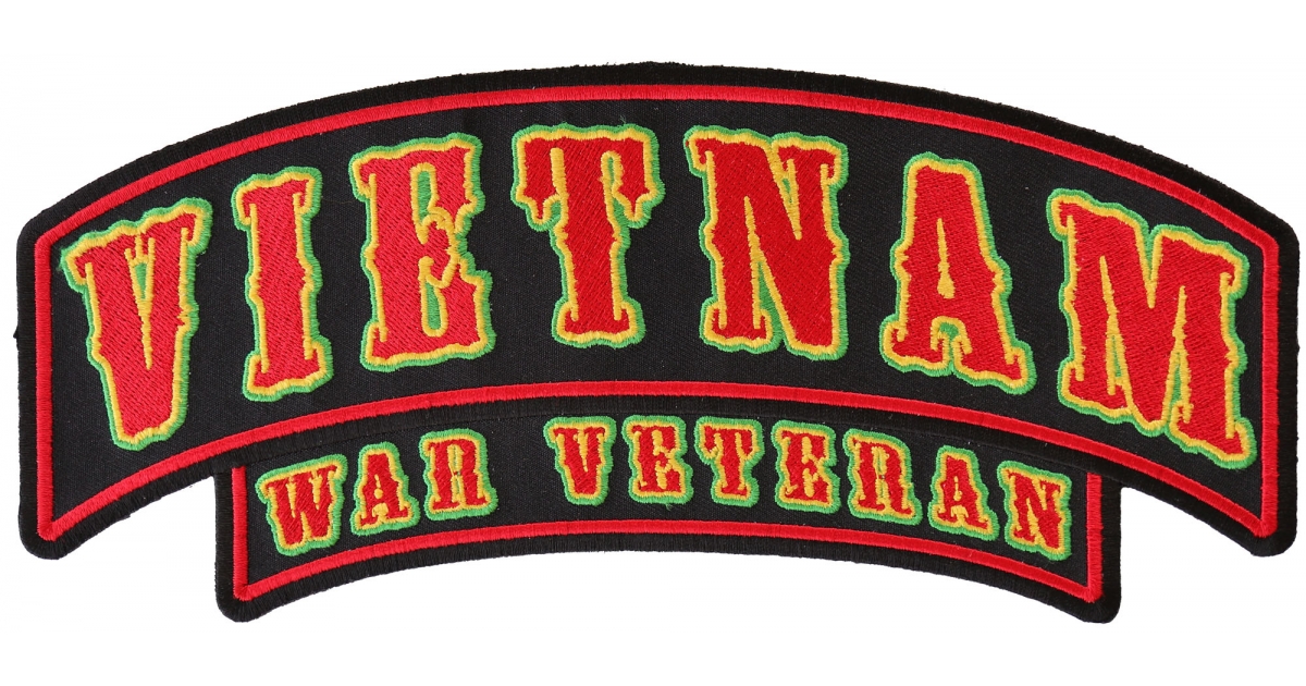 VETERAN with FLAG 11 x 3 Large Top Rocker iron on back patch 1004 L39