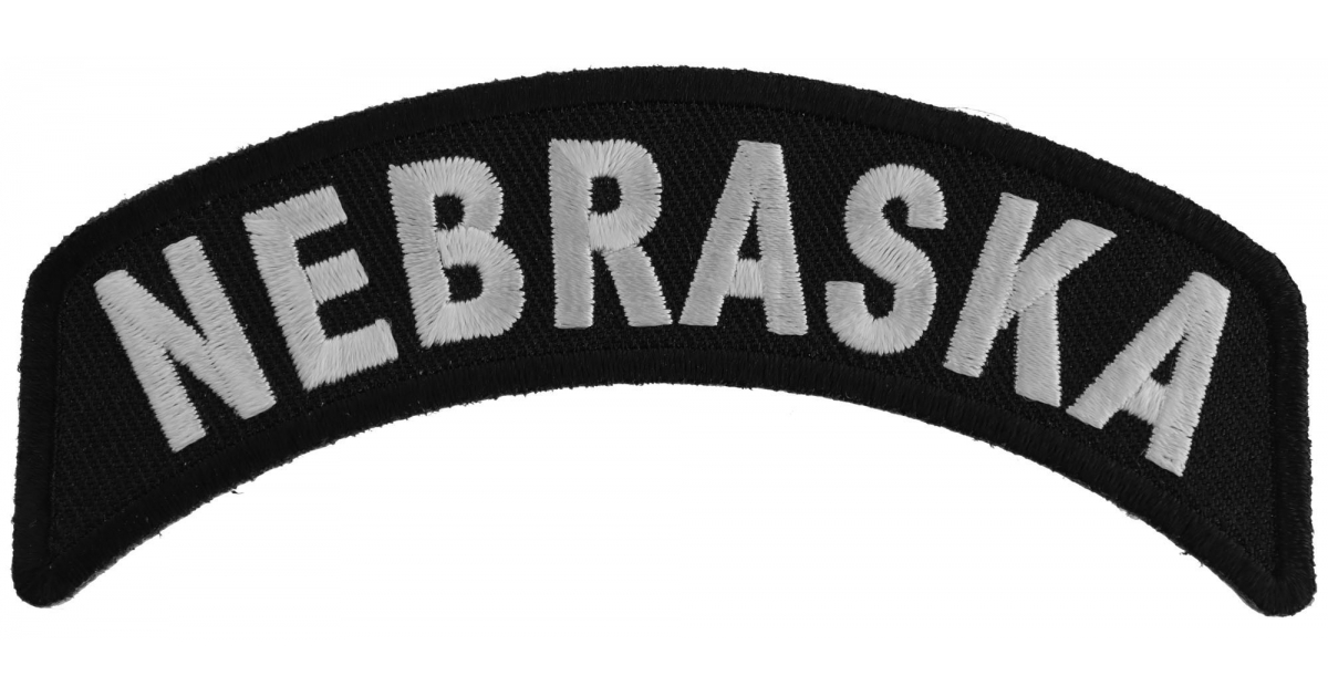 Nebraska State Embroidered Small Iron On Rocker Patch by Ivamis Patches
