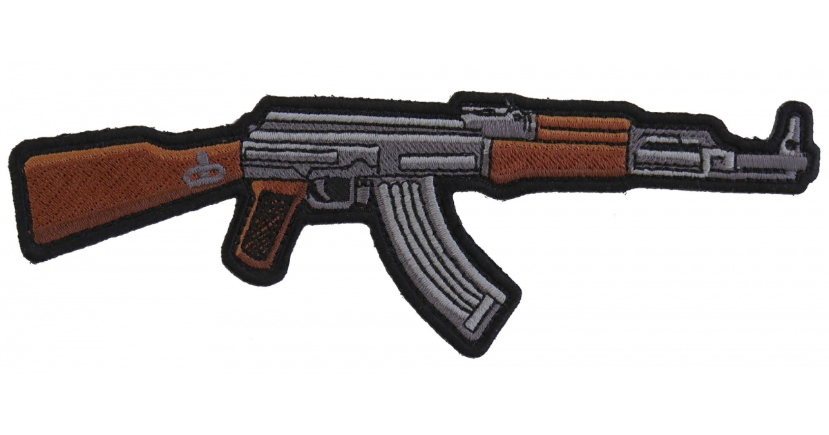 AK47 Embroidered Gun Patch Points Right Embroidered Patches by