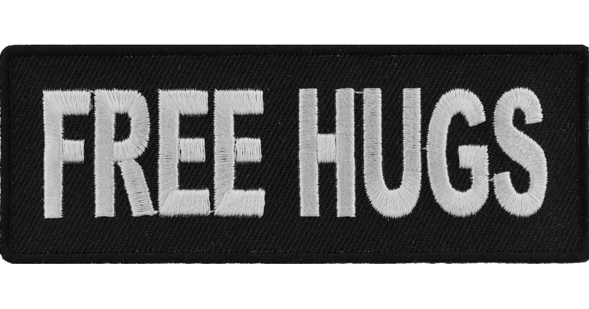 Embroidered Free Hugs Sew or Iron on Patch Biker Patch 