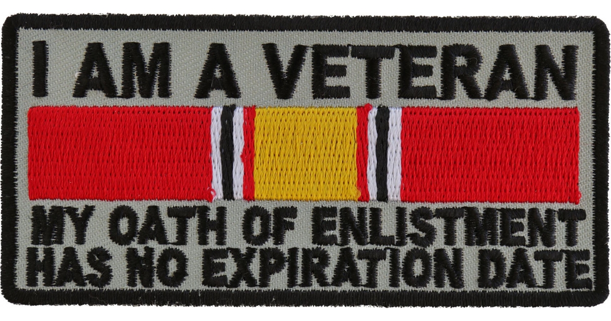 I AM A VET MY OATH OF ENLISTMENT HAS NO EXPIRATION DATE PATCH US MARINES PIN UP 