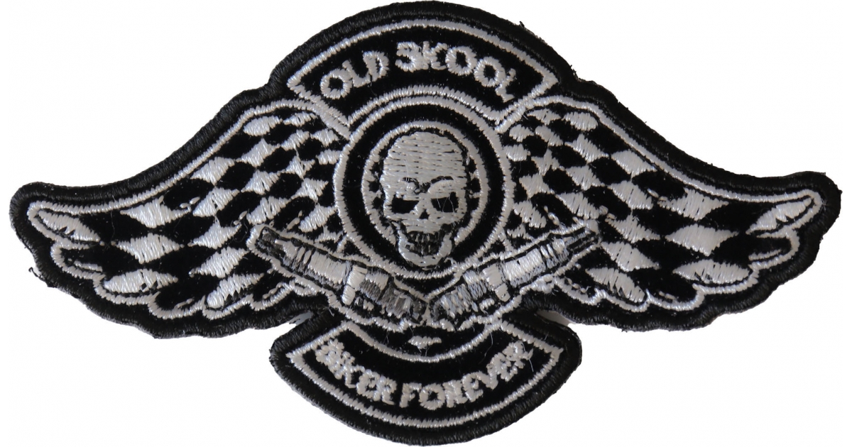 【AAKE】OLD SCHOOL PATCH NYLON PT Old Skool Biker Forever Patch, Biker Skull Patches by Ivamis