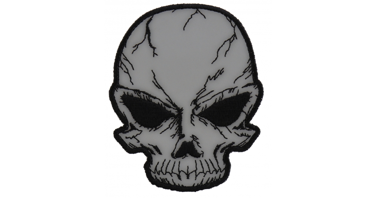 Reflective Skull Patch, Biker Skull Patches by Ivamis Patches
